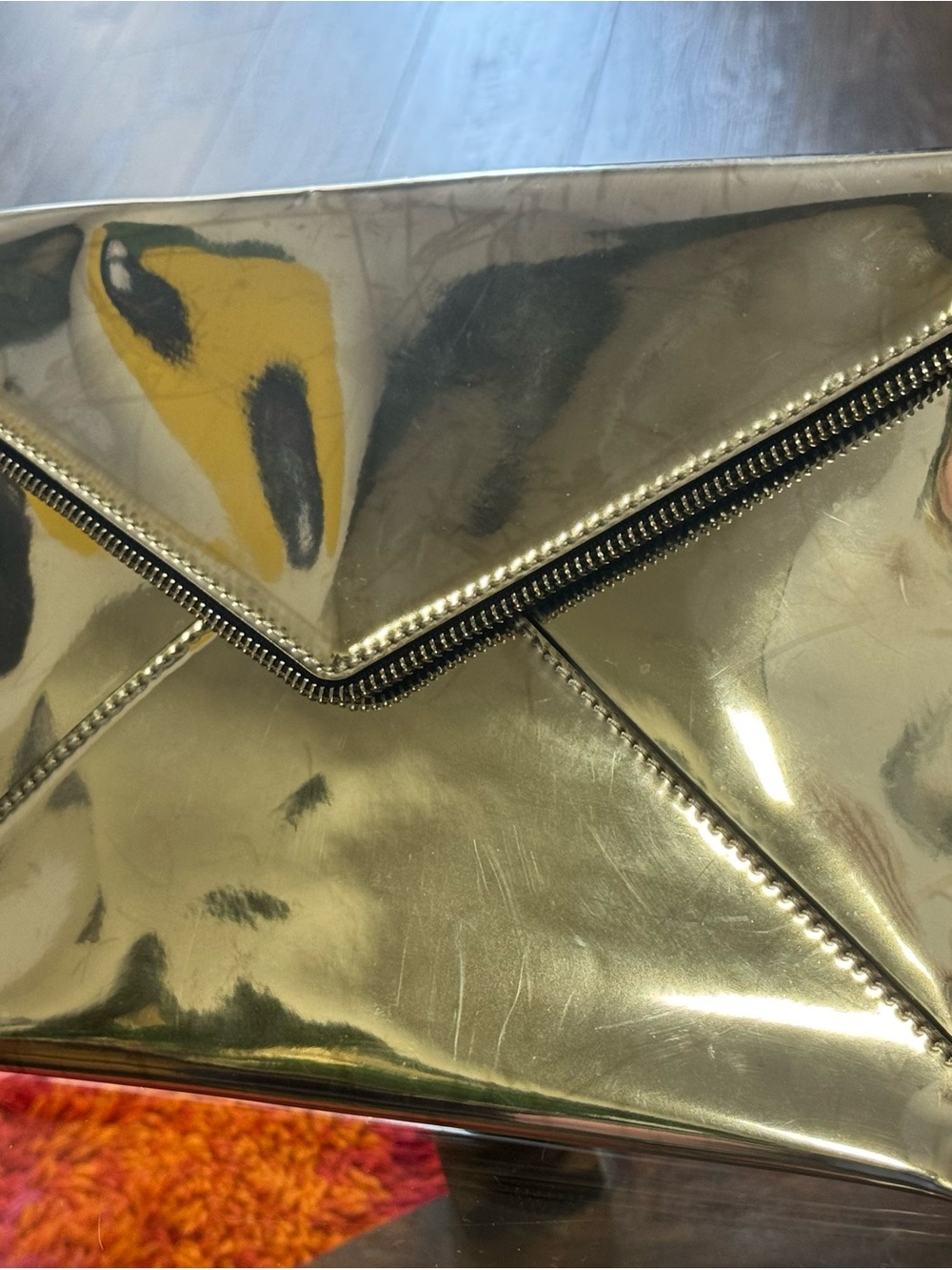 Rebecca Minkoff Leo Saffiano Metallic Mirror Envelope Clutch
